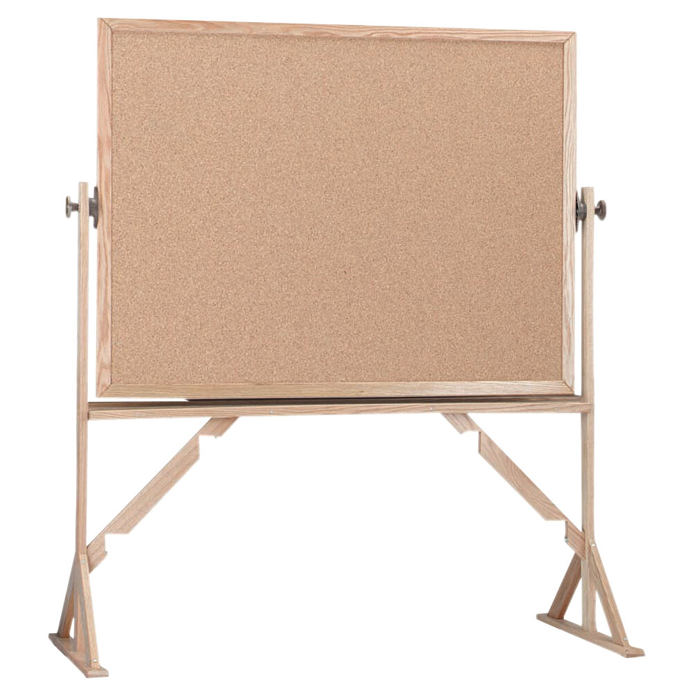Aarco RBB3648 36" x 48" Reversible Free Standing Natural Cork Board with Solid Oak Wood Frame