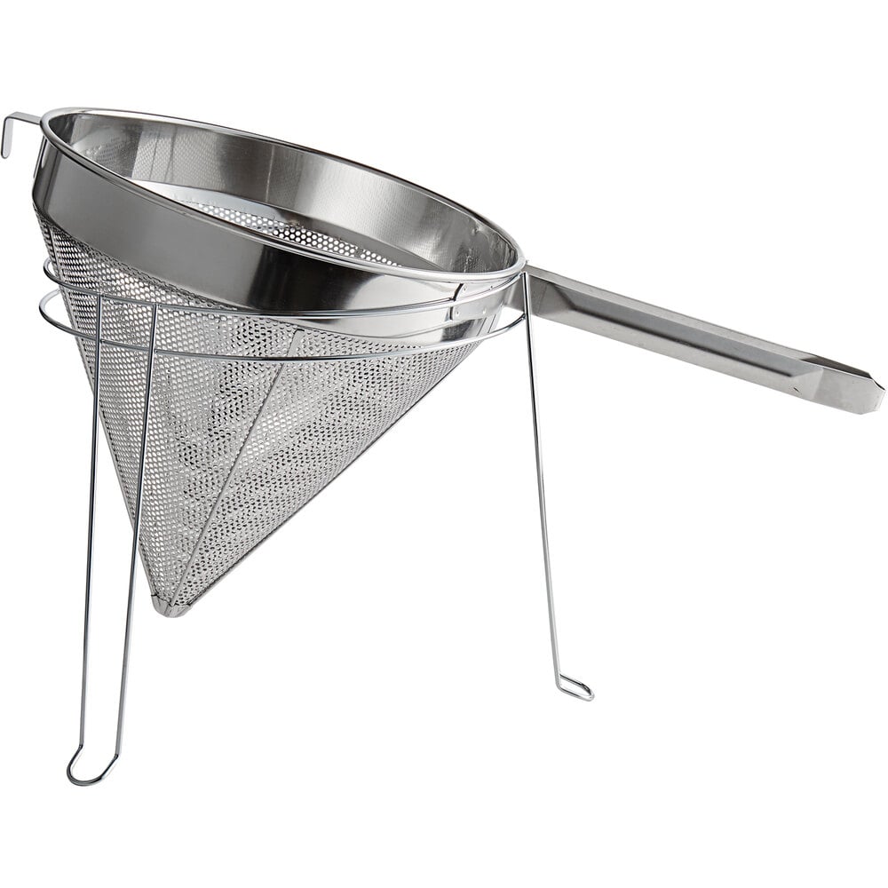 Choice 12" Coarse China Cap Strainer and Stand Set