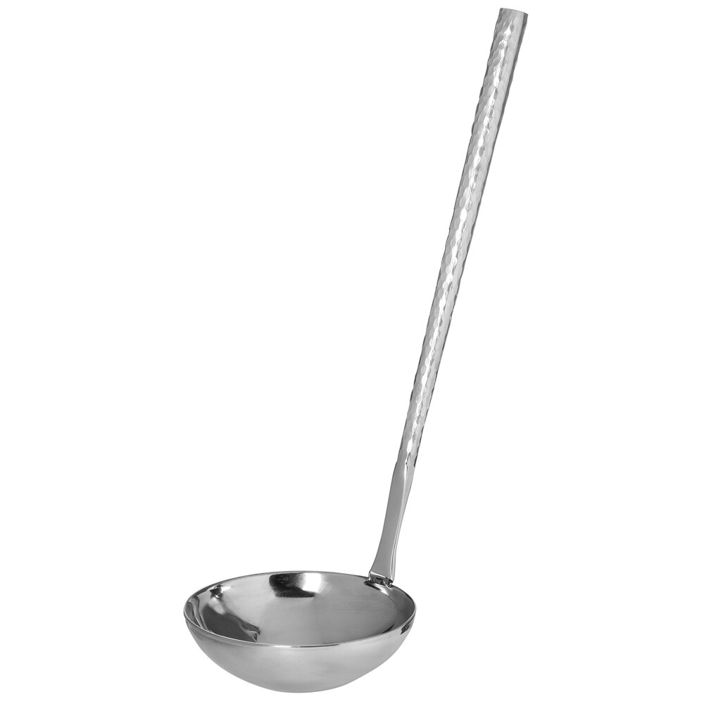 Carlisle 60203 Terra 4 oz. 18/0 Hammered Stainless Steel Ladle