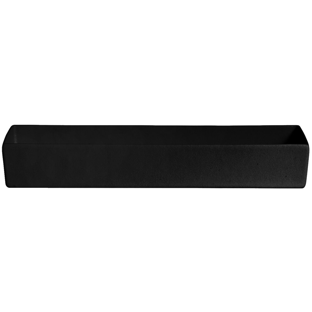 G.E.T. Enterprises COMP15BB Bugambilia 10.6 Qt. Classic Textured Finish Black Resin-Coated Aluminum Rectangular Straight-Sided Salad Bar Bowl