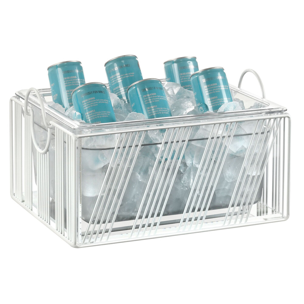 Cal-Mil 41115-10-15 Portland White Ice Housing with Clear Ice Pan - 13 1/4 x 12 7/8" x 8 1/8"