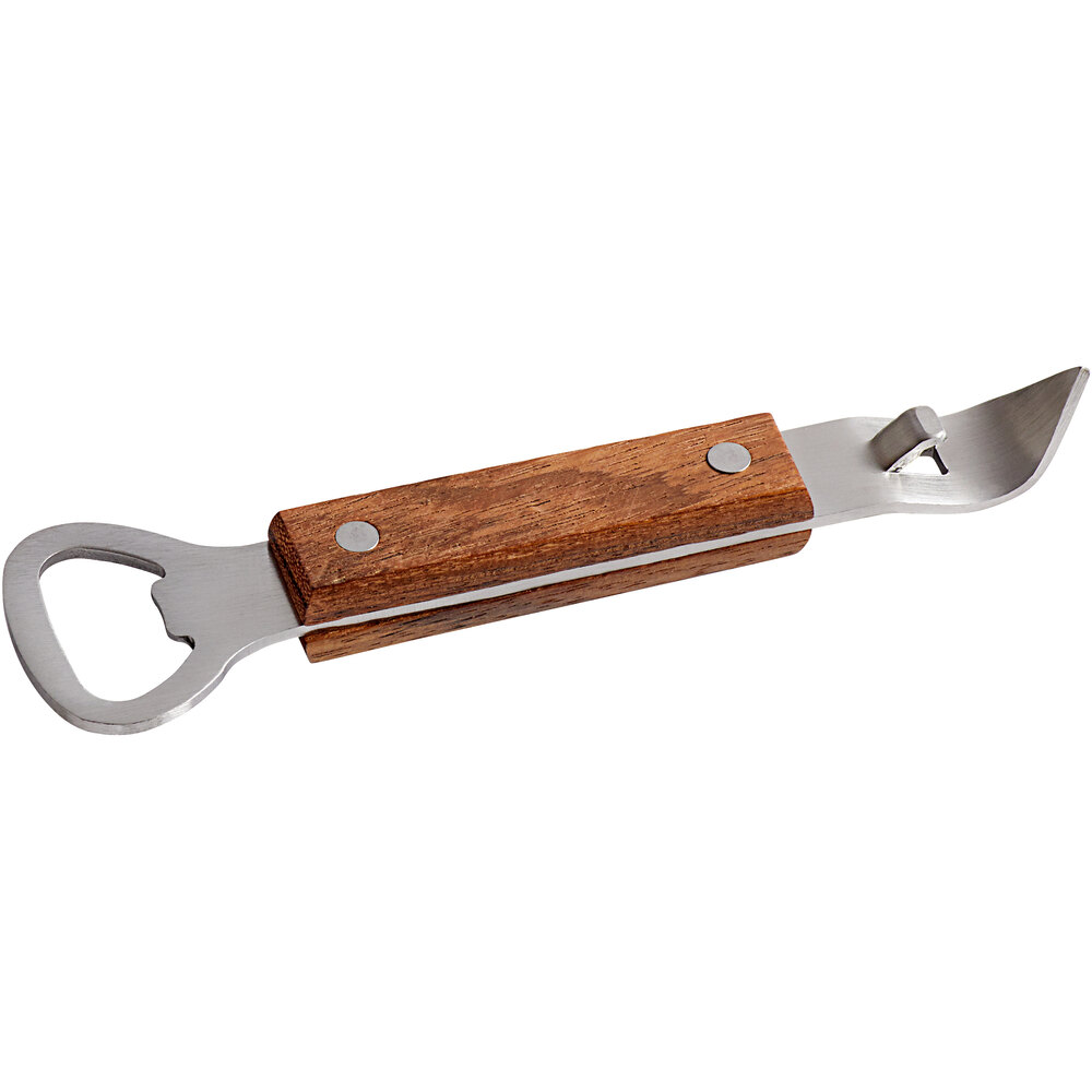 American Metalcraft BBC39 4 1/2" Stainless Steel Bottle Opener with Hardwood Handle