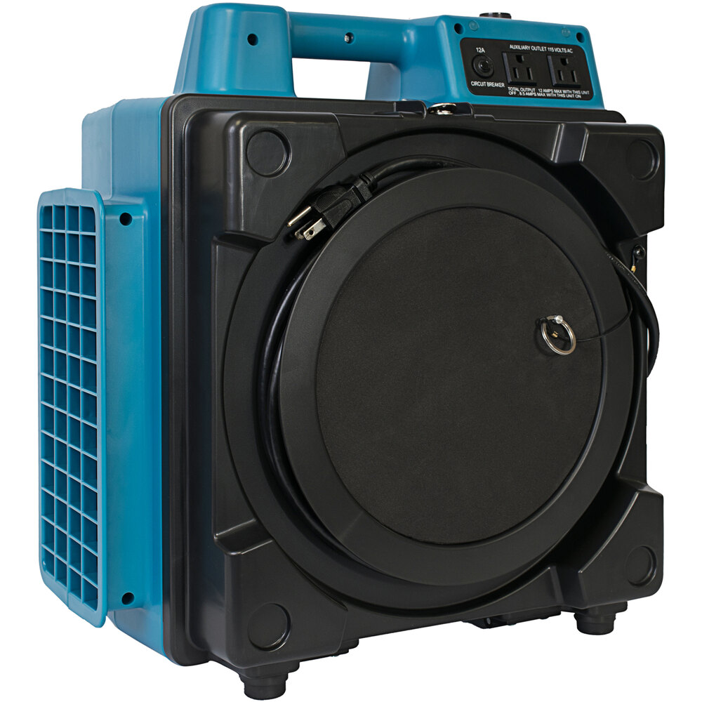 XPOWER X-2480A-Blue Commercial 3 Stage Filtration HEPA Purifier System, Negative Air Machine, Airborne Air Cleaner, Mini Air Scrubber with Power Outlets