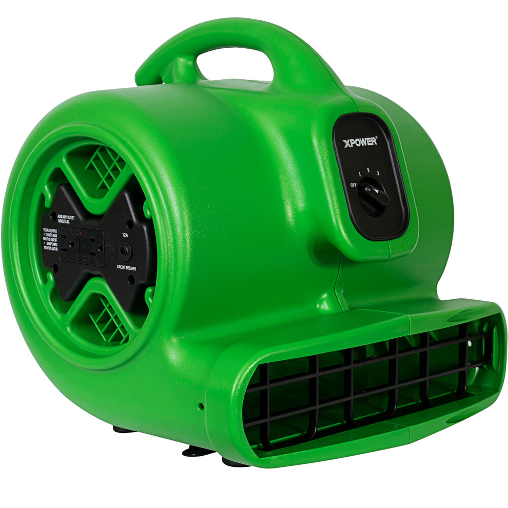 XPOWER X-600A-Green 3-Speed Air Mover with GFCI Power Outlets -1/3 hp