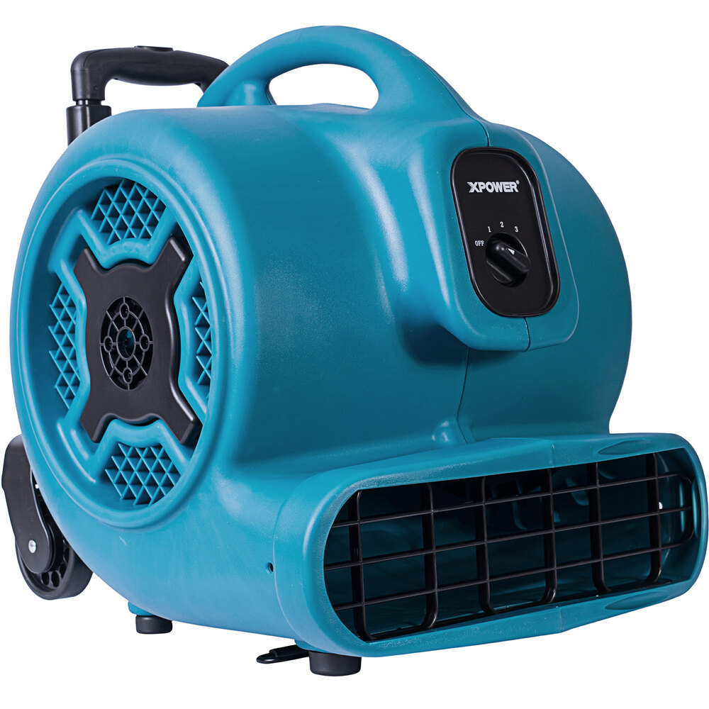 XPOWER X-830H Blue 3-Speed Air Mover with Telescopic Handle and Wheels - 1 hp