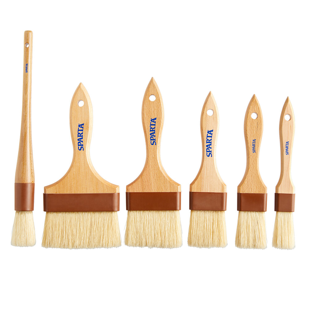 Carlisle Sparta Chef Series 6-Piece Boar Bristle Pastry / Basting Brush Set