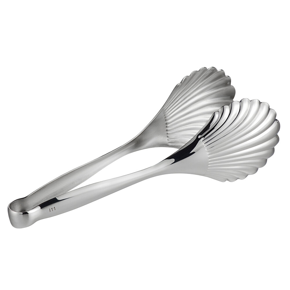 Vollrath 46927 10" Stainless Steel Scalloped Serving Tongs with Mirror Finish