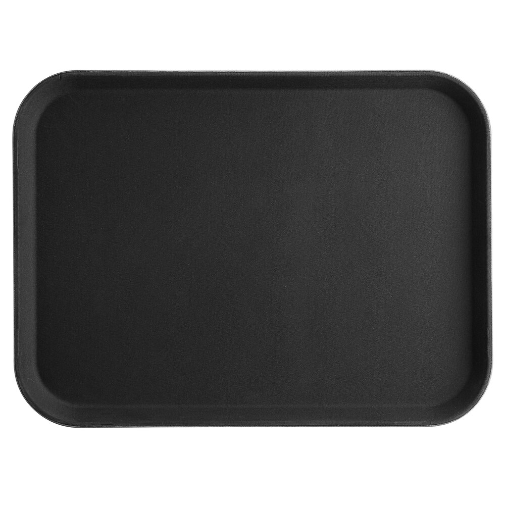 Choice 15" x 20" Black Rectangle Fiberglass Non-Skid Serving Tray