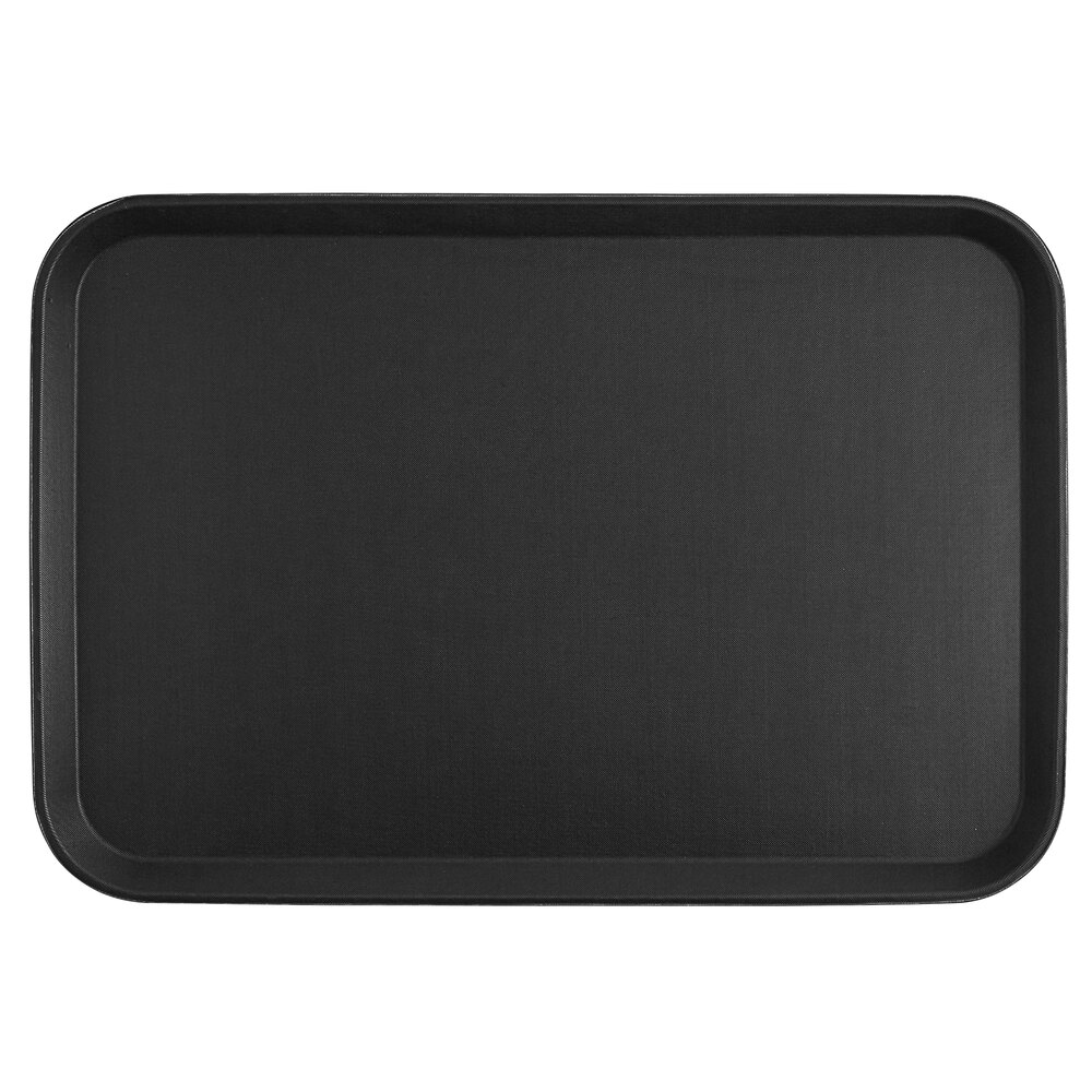 Choice 18" x 26" Black Rectangle Non-Skid Serving Tray