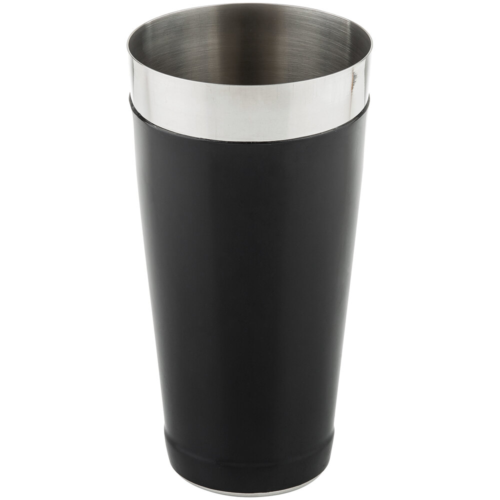 Tablecraft 10370 16 oz. Black Stainless Steel Cocktail Shaker Tin with Vinyl Coating