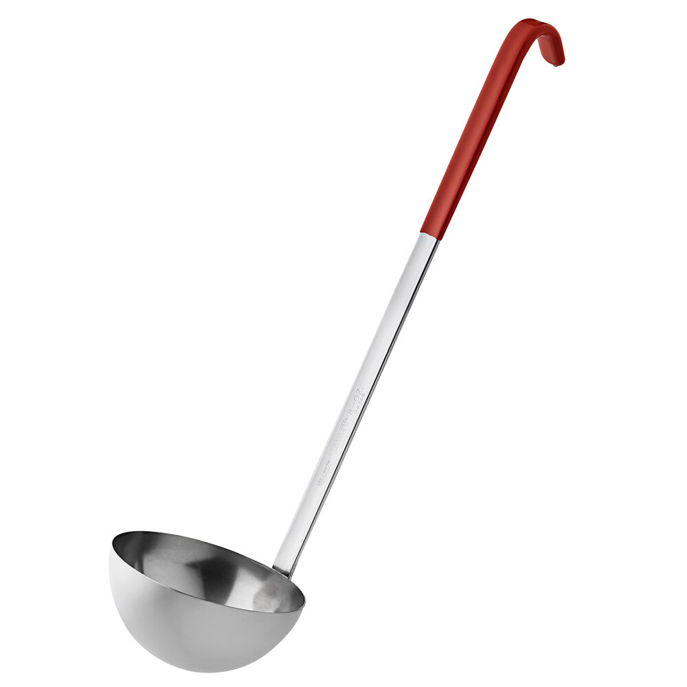 Vollrath 58366 8 oz. Two-Piece Stainless Steel Ladle with Orange Kool-Touch® Handle