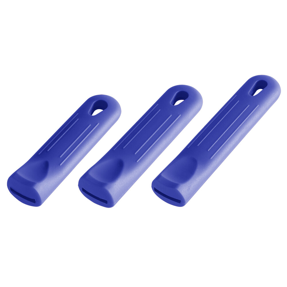 Choice 3-Pack Blue Removable Silicone Pan Handle Sleeves for 7" and 8", 10" and 12", and 14" Aluminum Fry Pans