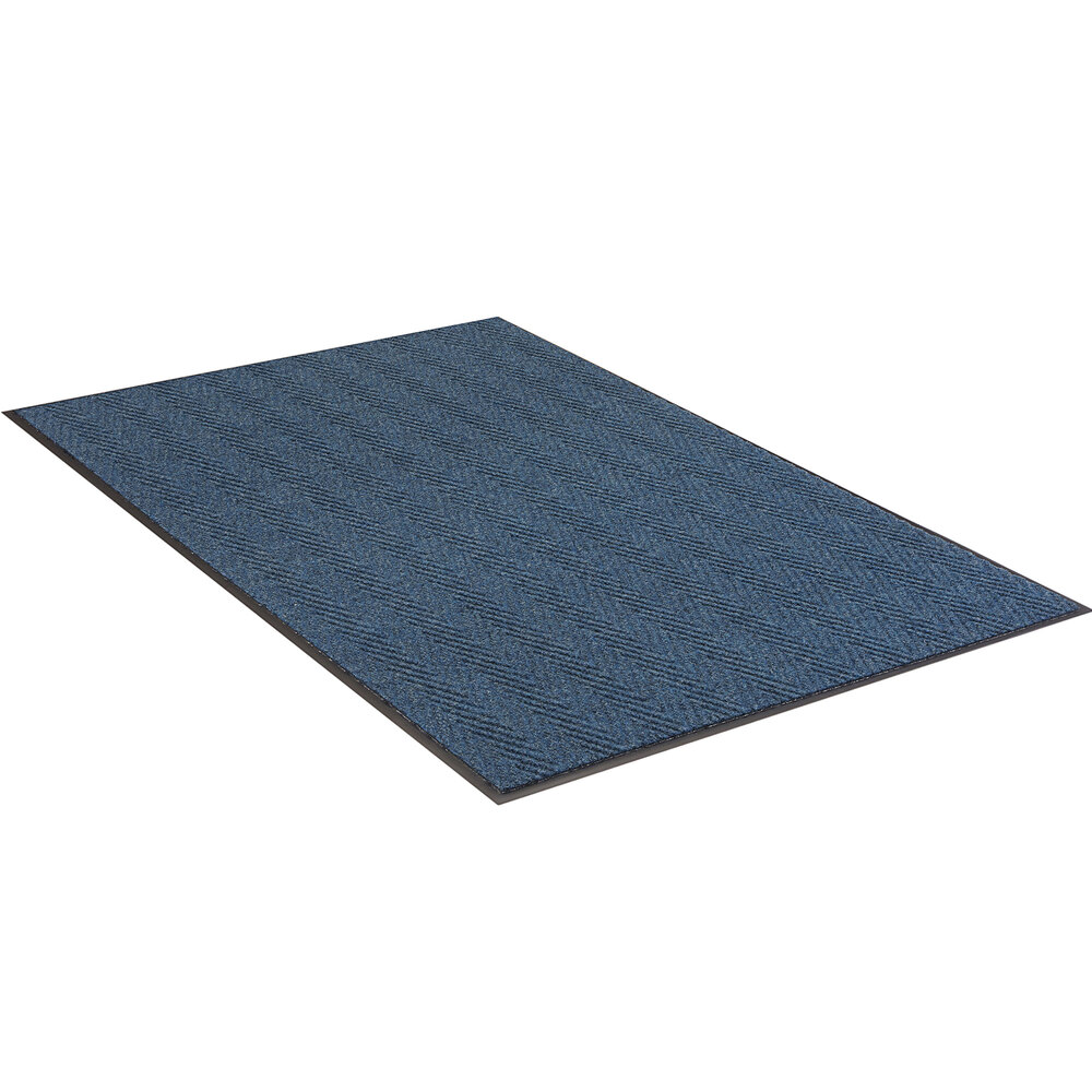 Lavex Chevron Rib 3' x 5' Blue Indoor Entrance Mat - 3/8" Thick