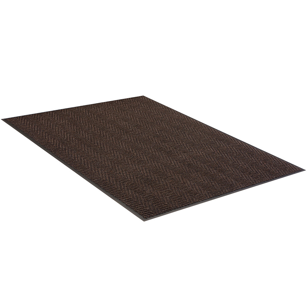 Lavex Chevron Rib 4' x 8' Brown Indoor Entrance Mat - 3/8" Thick