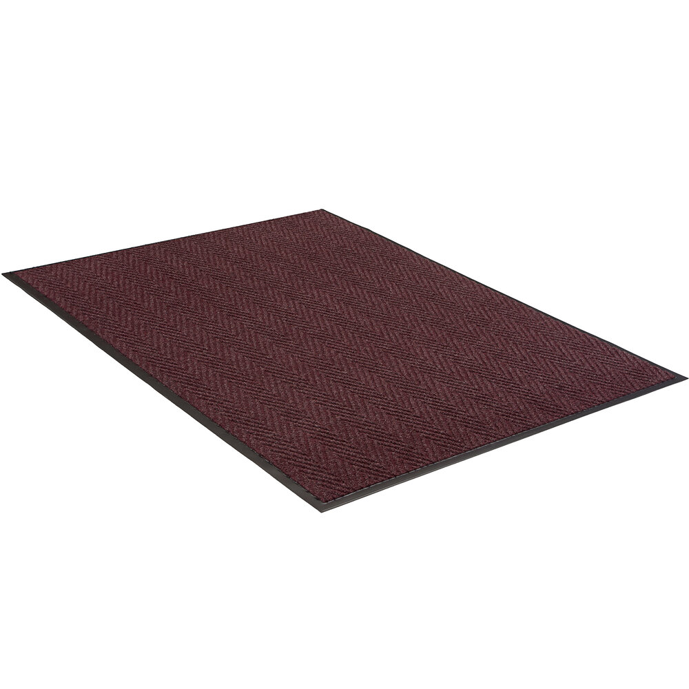 Lavex Chevron Rib 3' x 60' Burgundy Indoor Entrance Mat Roll - 3/8" Thick