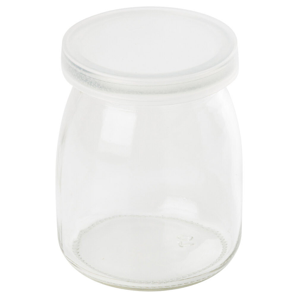 Tablecraft SGJ6 6 oz. Glass Single Serve Jar with Plastic Lid - 12/Pack