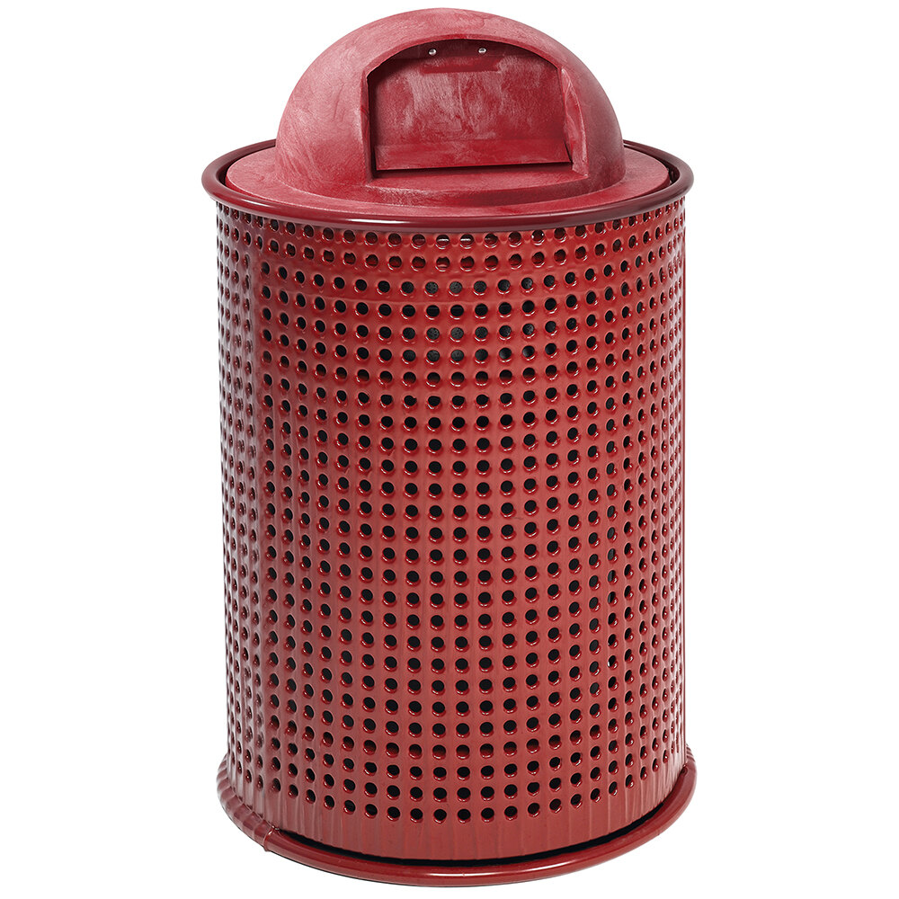 Wabash Valley LR300P Wabash 32 Gallon Perforated Thermoplastic Coated Steel Mesh Outdoor Round Trash Can