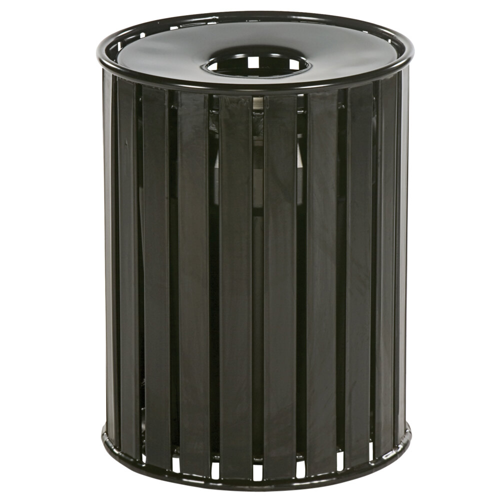 Wabash Valley LR300S Wabash 32 Gallon Slat Plastisol Coated Steel Mesh Outdoor Round Trash Can