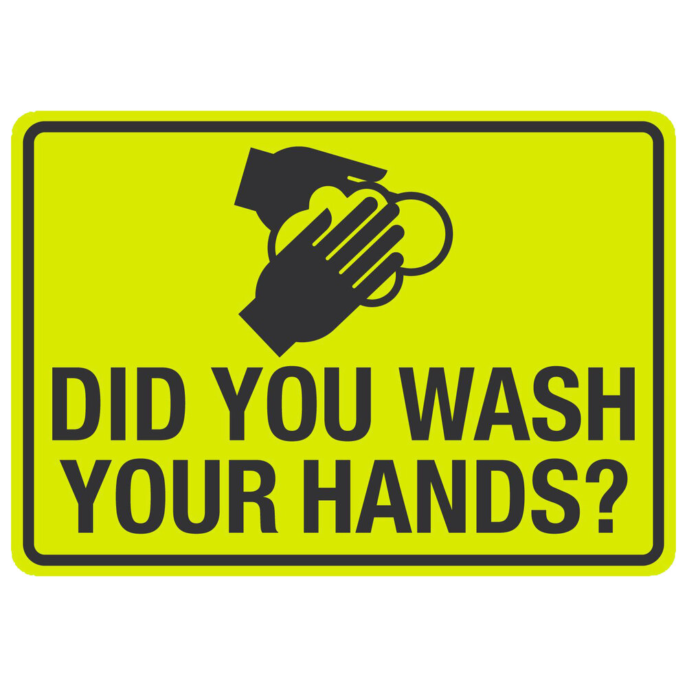 "Did You Wash Your Hands?" Engineer-Grade Reflective Black / Yellow Decal with Symbol - 10" x 7"