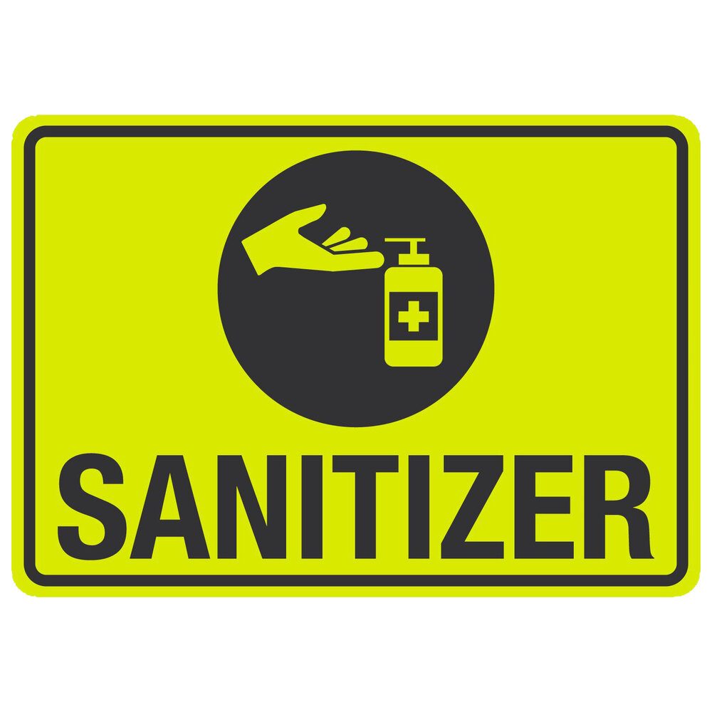 "Sanitizer" Engineer-Grade Reflective Black / Yellow Decal with Symbol - 14" x 10"