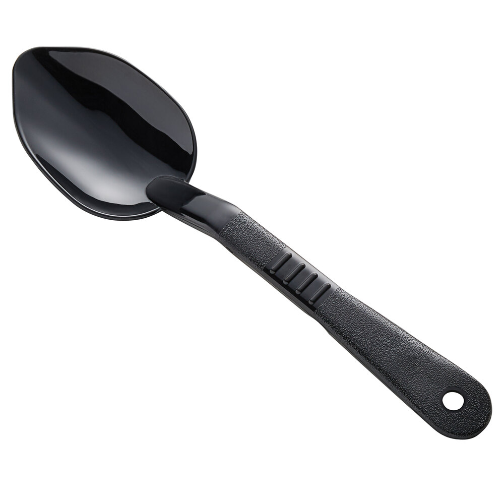 Carlisle 441503 11" Black High Heat Solid Salad Bar / Buffet Spoon