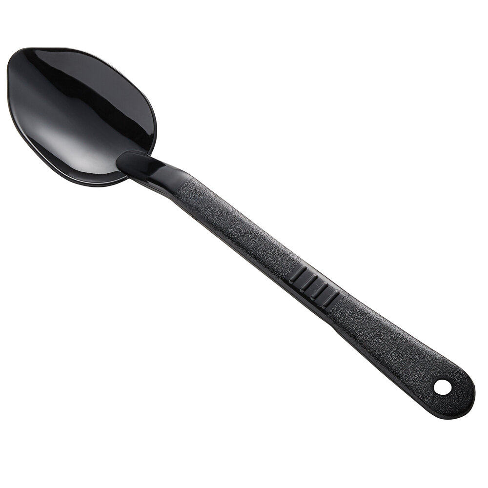 Carlisle 442503 13" Black High Heat Solid Salad Bar / Buffet Spoon