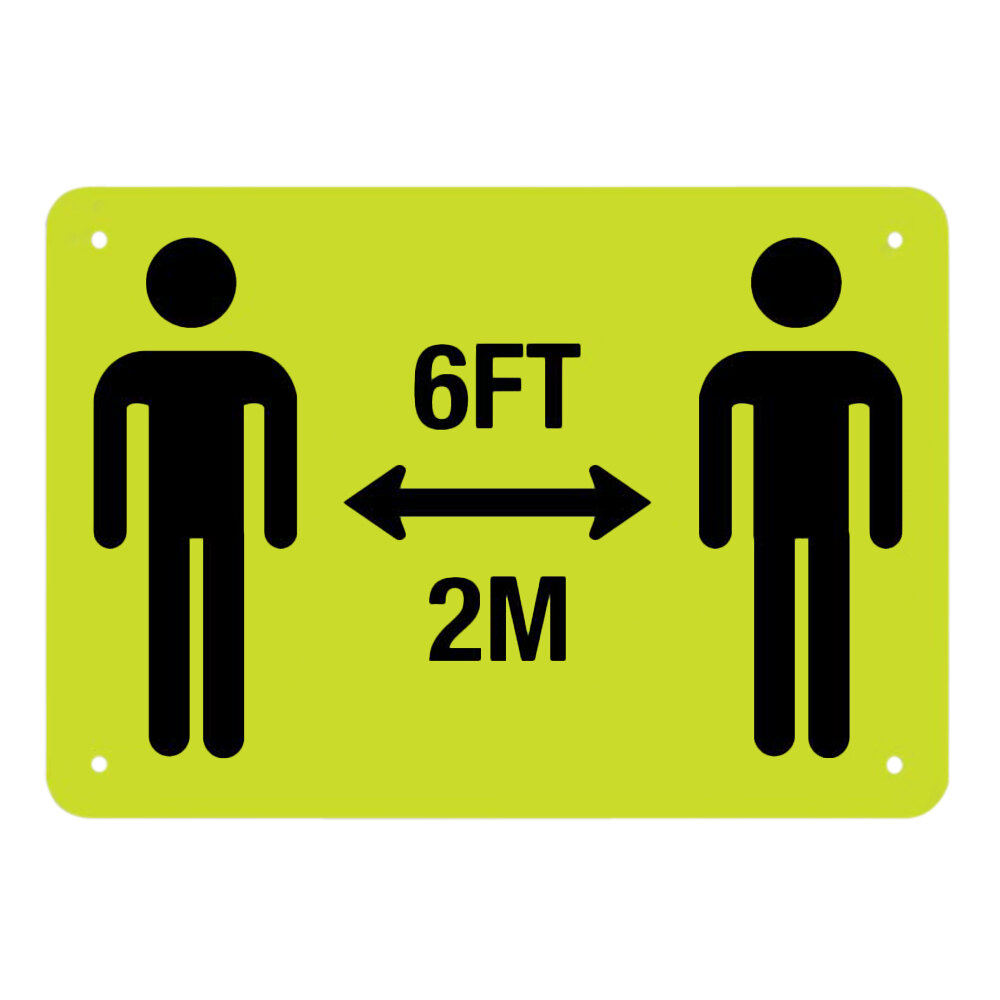 "6 Ft. / 2 M" Engineer-Grade Reflective Black / Yellow Aluminum Sign with Symbol - 10" x 7"