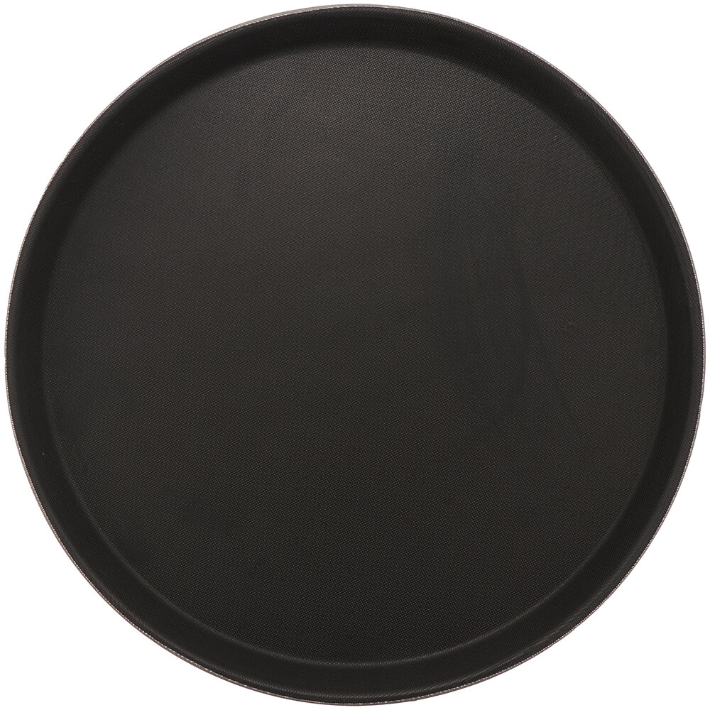 GET NS-1400-BK 14" Black Round Polypropylene Non-Skid Serving Tray