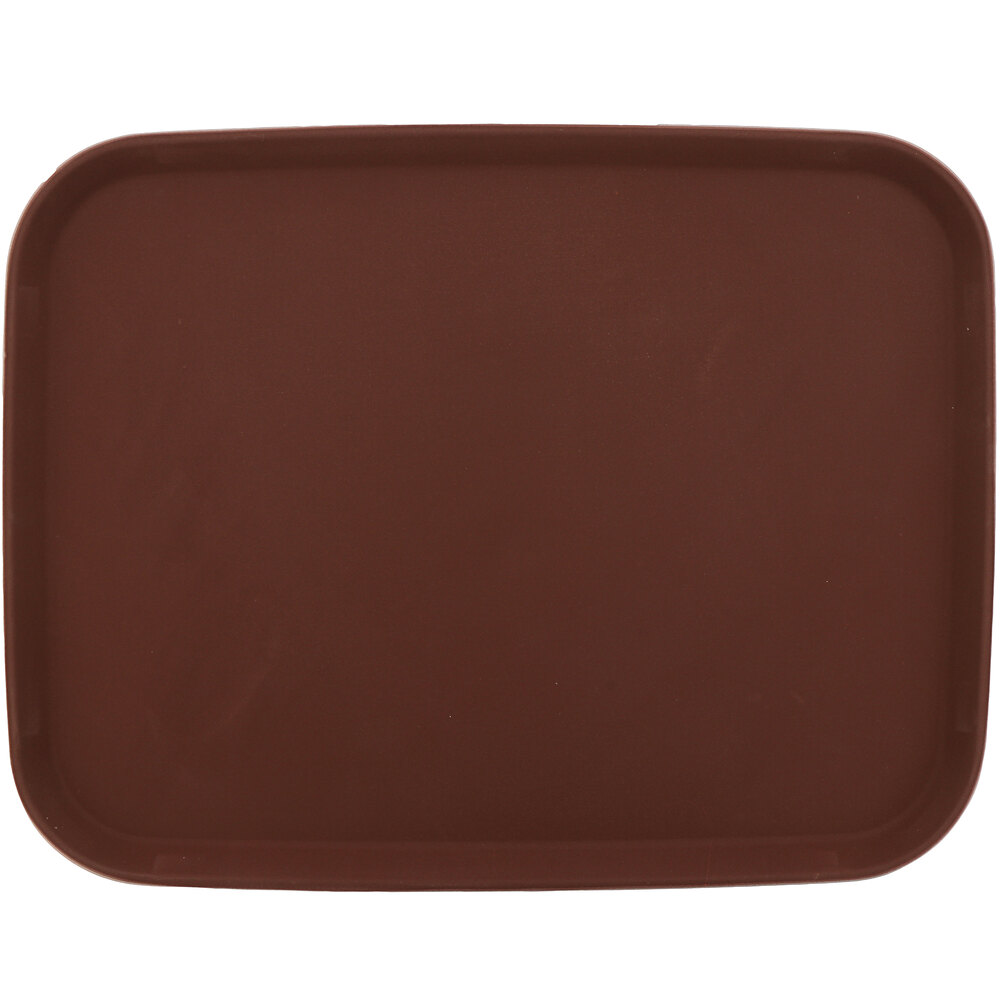 GET NS-1520-BR 15" x 20" Brown Rectangular Polypropylene Non-Skid Serving Tray