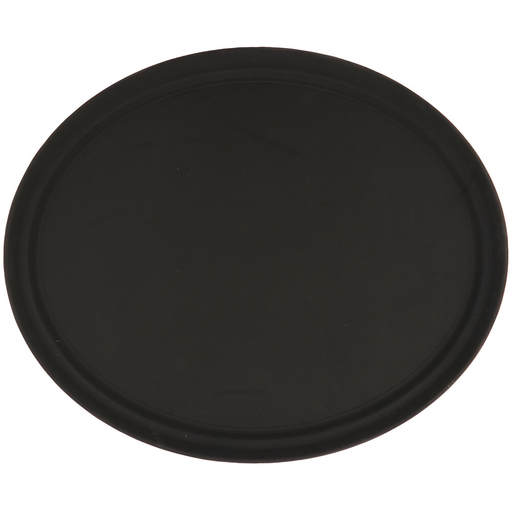 GET NS-2700-BK 27" x 22" Black Oval Fiberglass Non-Skid Serving Tray
