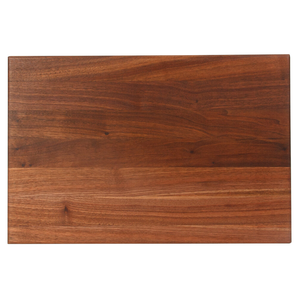 John Boos & Co. WAL-R01 18" x 12" x 1 1/2" Reversible Black Walnut Wood Cutting Board with Hand Grips