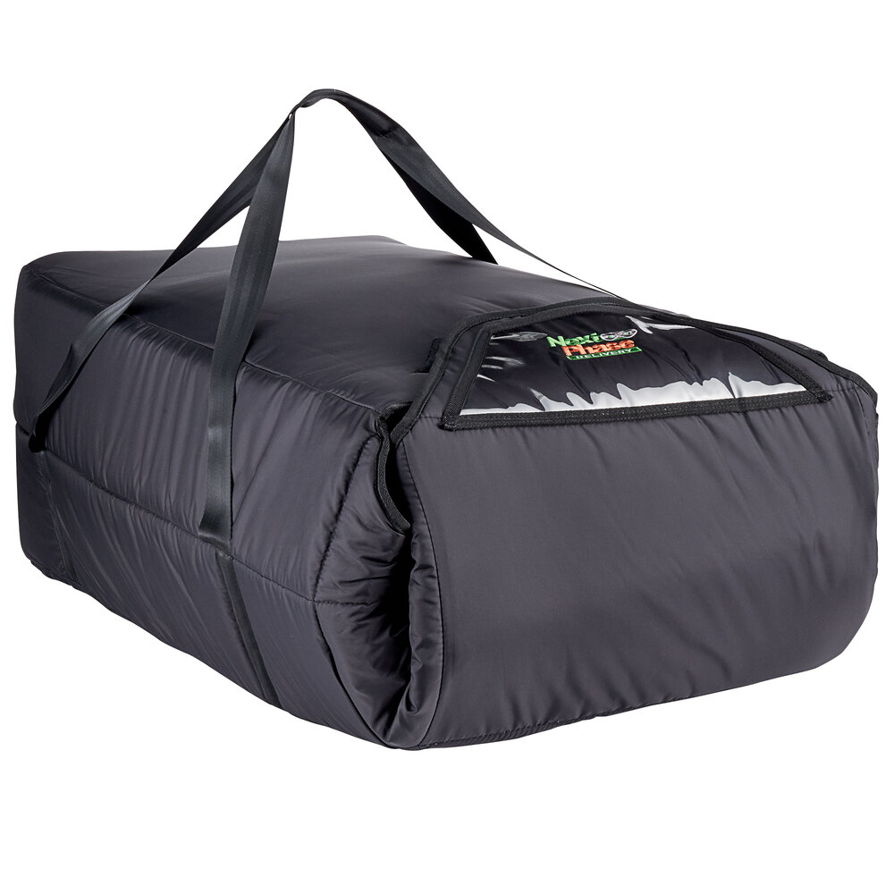 Vesture NextPhase Black Insulated Pizza Delivery Bag with Bio-PCM Technology, 18" x 35 1/2" x 12 1/2" - Holds Up To (10) 16" Pizzas