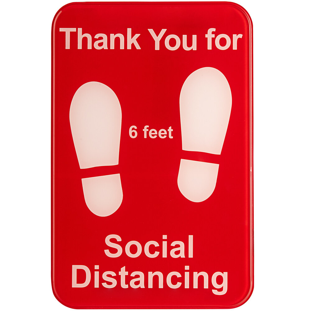 Tablecraft 10540 6" x 9" Red / White Plastic "Thank You for Social Distancing" Sign