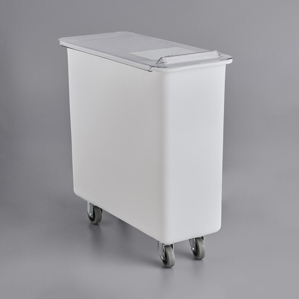 Carlisle BIN2702 27 Gallon / 430 Cup White Flat Top Mobile Ingredient Storage Bin with Sliding Lid