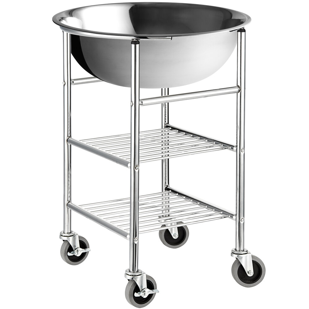 Choice 30 Qt. Standard Weight Stainless Steel Mixing Bowl and Stand with Locking Casters
