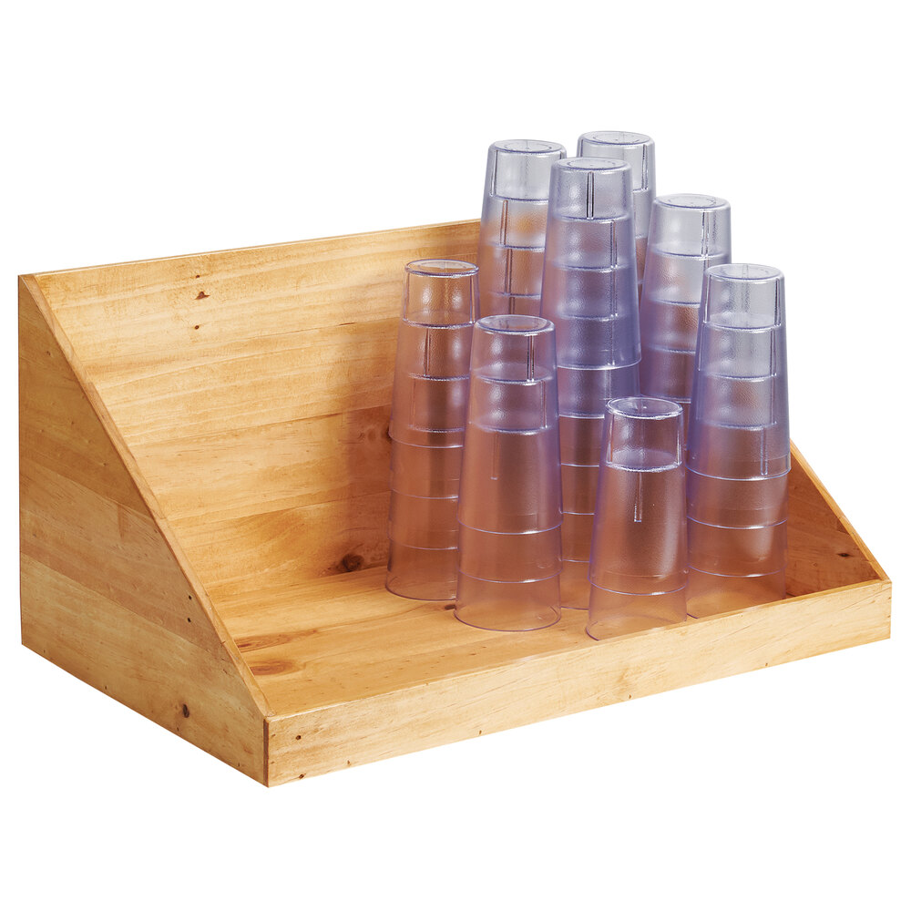 Cal-Mil 22041-99 Madera Rustic Pine Cup Stacking Display Rack - 23 1/4" x 14 1/2" x 12"