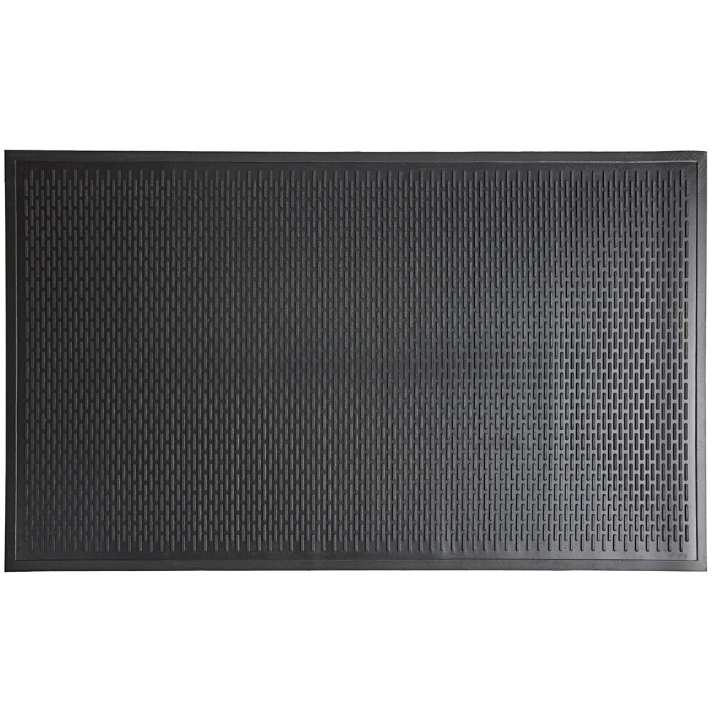 Choice 3' x 5' Black Rubber Ridge-Scraper Top Anti-Slip Safety Mat - 1/4" Thick