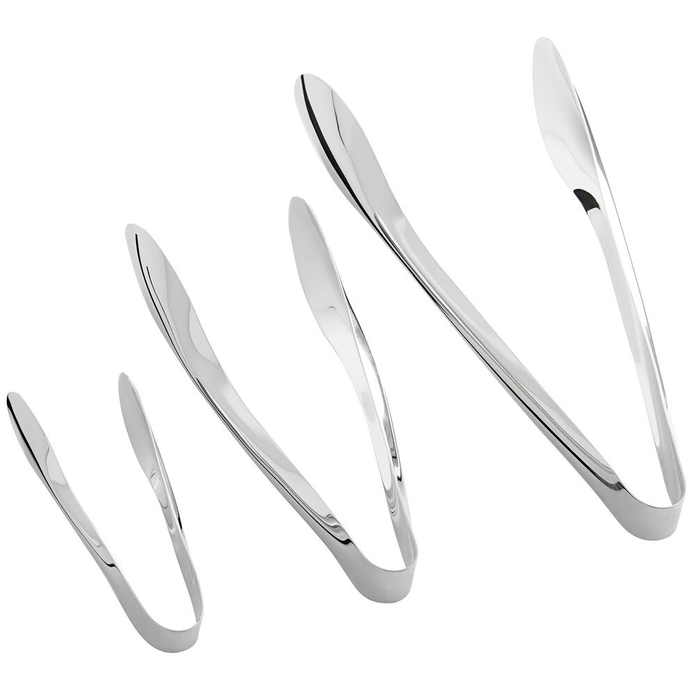 Acopa 3-Piece 18/8 Stainless Steel Tongs with Smooth Edge