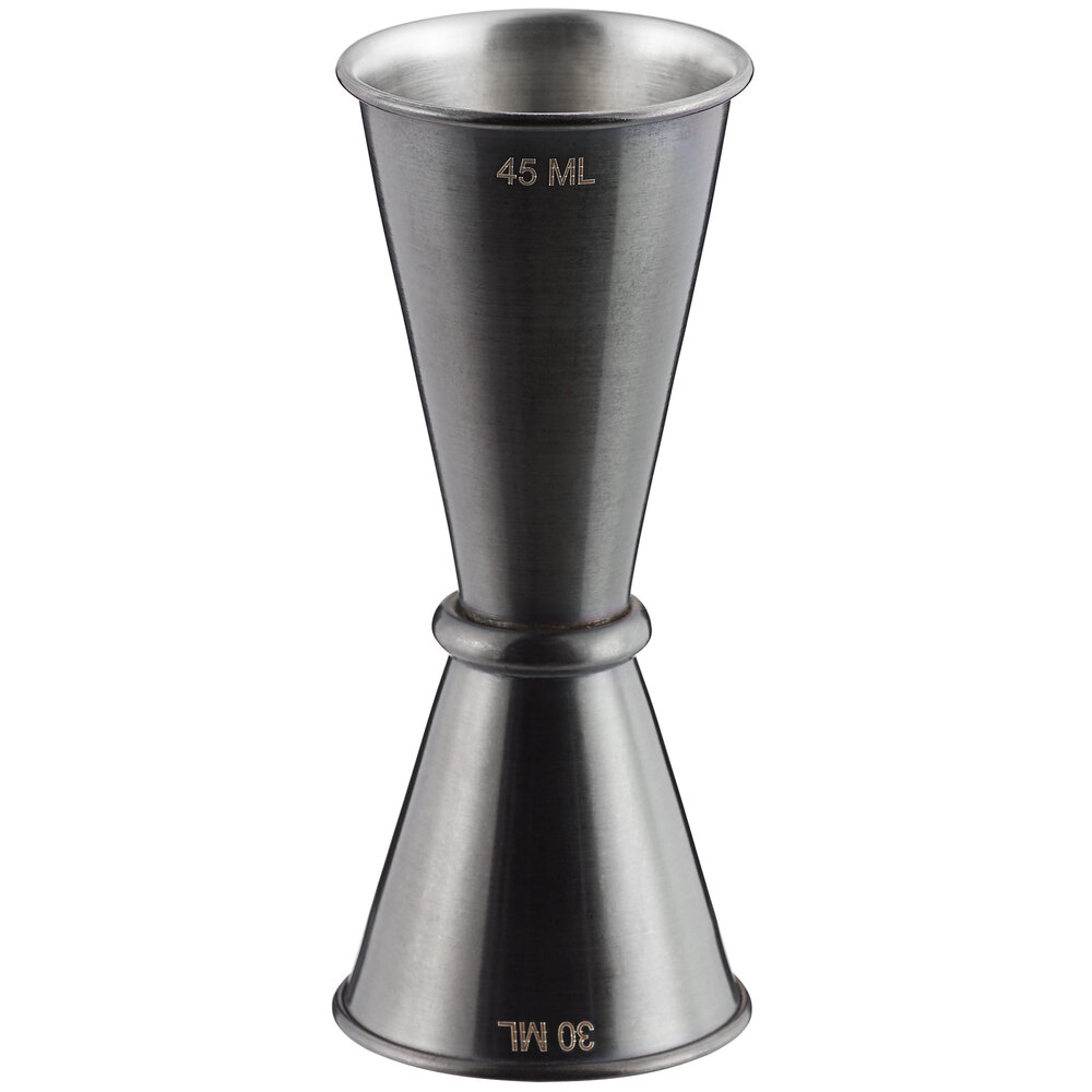 American Metalcraft JGB4 1 oz. & 1.5 oz. Black Brushed Stainless Steel Japanese Style Jigger