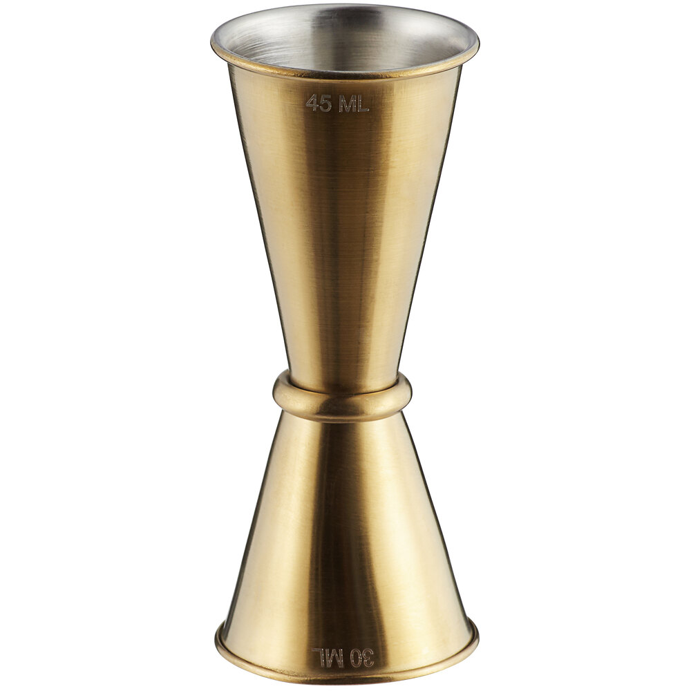 American Metalcraft JGG4 1 oz. & 1.5 oz. Gold Brushed Stainless Steel Japanese Style Jigger