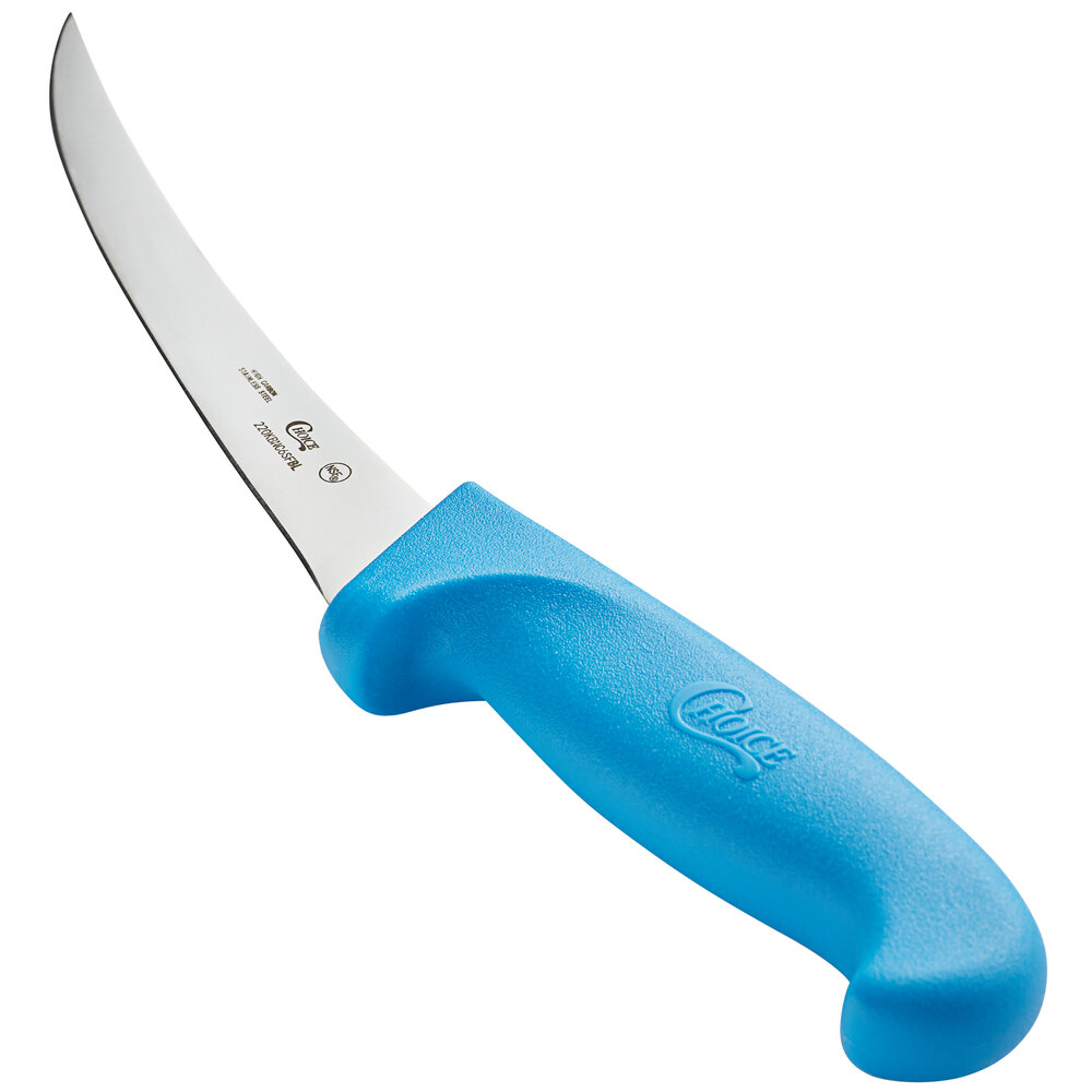 Choice 6" Curved Stiff Boning Knife with Blue Handle