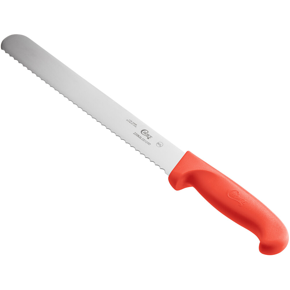 Choice 10" Serrated Edge Slicing / Bread Knife with Red Handle