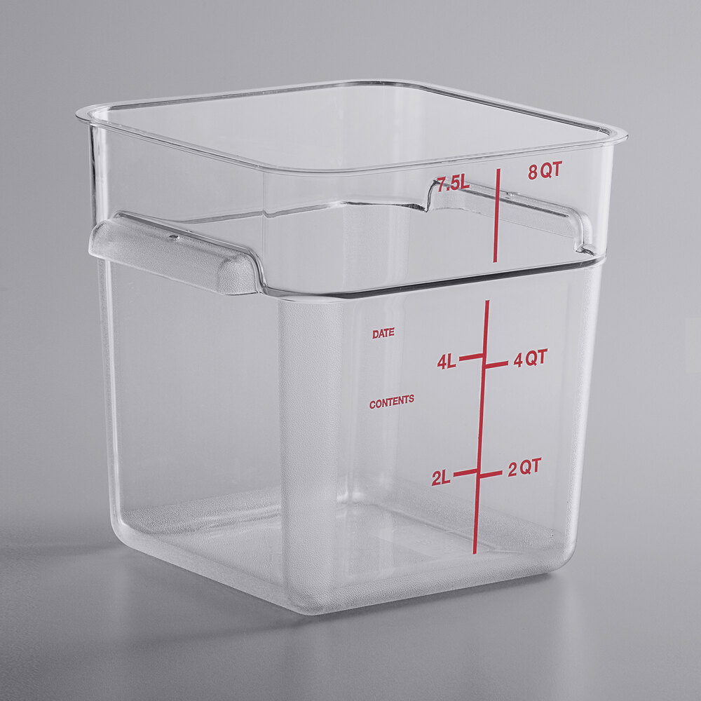 Carlisle 8 Qt. Clear Square Polycarbonate Food Storage Container