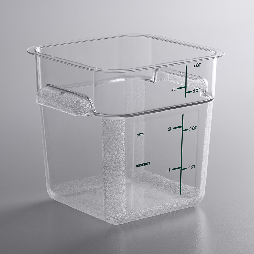 Carlisle 4 Qt. Clear Square Polycarbonate Food Storage Container