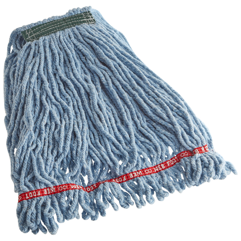 Rubbermaid® Web Foot FGA21206BL00 20 oz. Blue Blend Shrinkless Looped End Wet Mop Head with 1" Headband