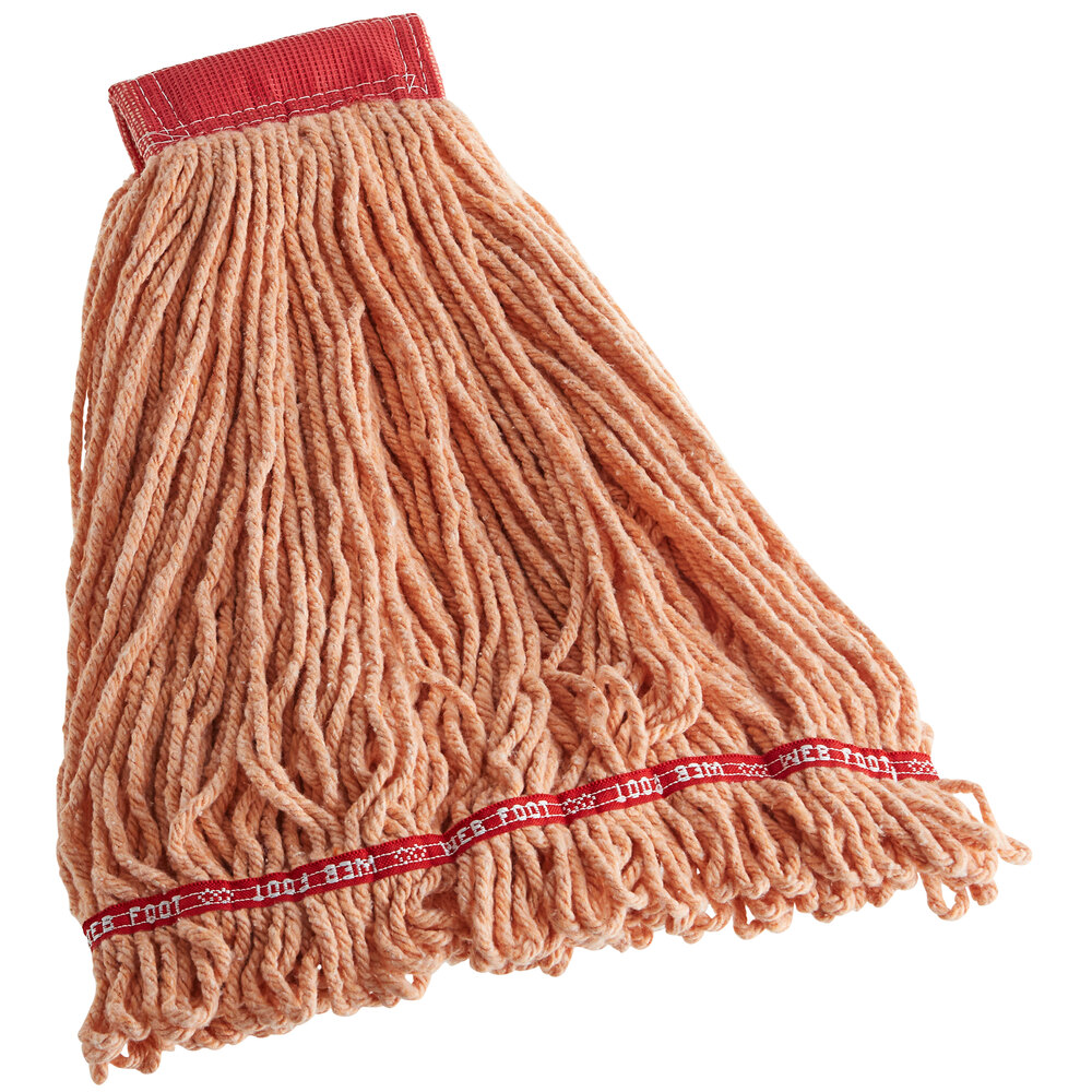 Rubbermaid® Web Foot FGA25306OR00 24 oz. #32 Orange Blend Shrinkless Looped End Wet Mop Head with 5" Headband