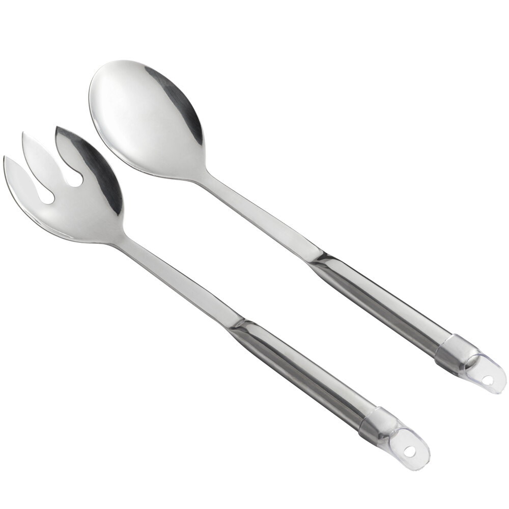 Choice 2-Piece Hollow Stainless Steel Handle Salad Serving Utensils Set