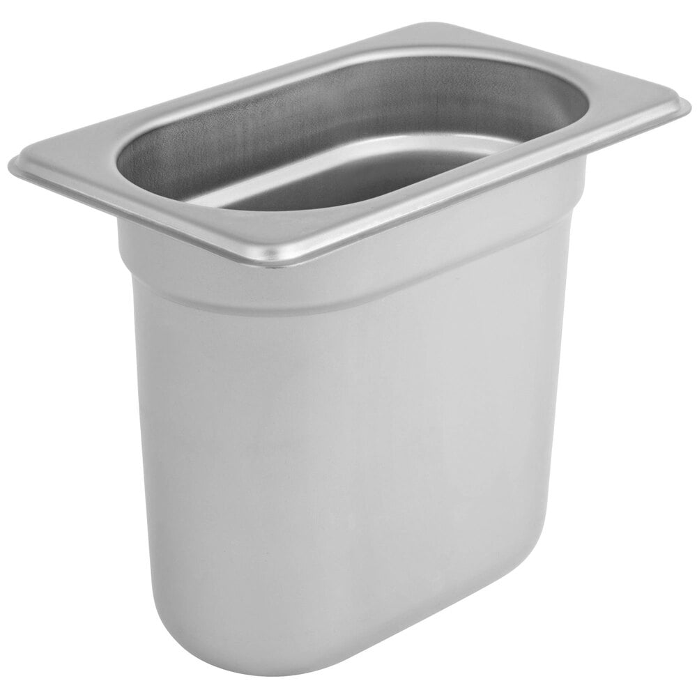 Choice 1/9 Size 6" Deep Anti-Jam Stainless Steel Steam Table / Hotel Pan - 24 Gauge