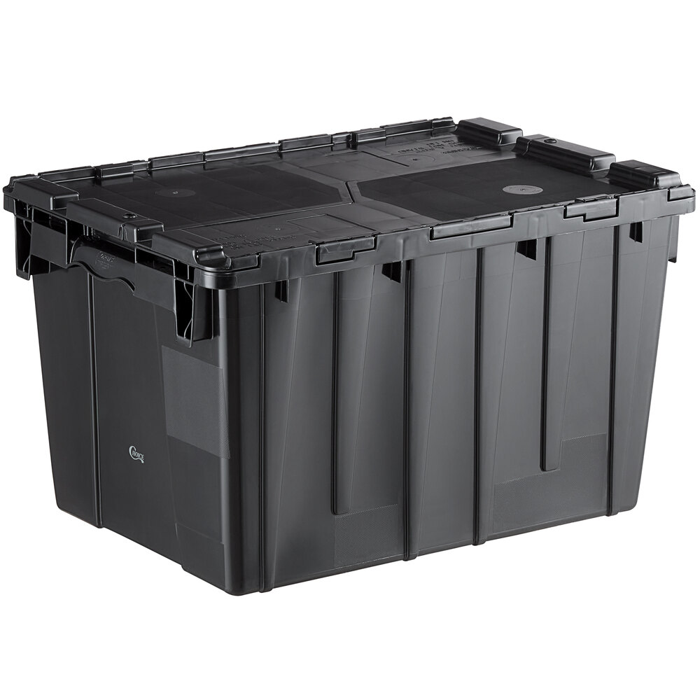 Choice 21 13/16" x 15 3/16" x 12 7/8" Black Stackable Chafer Tote / Storage Box