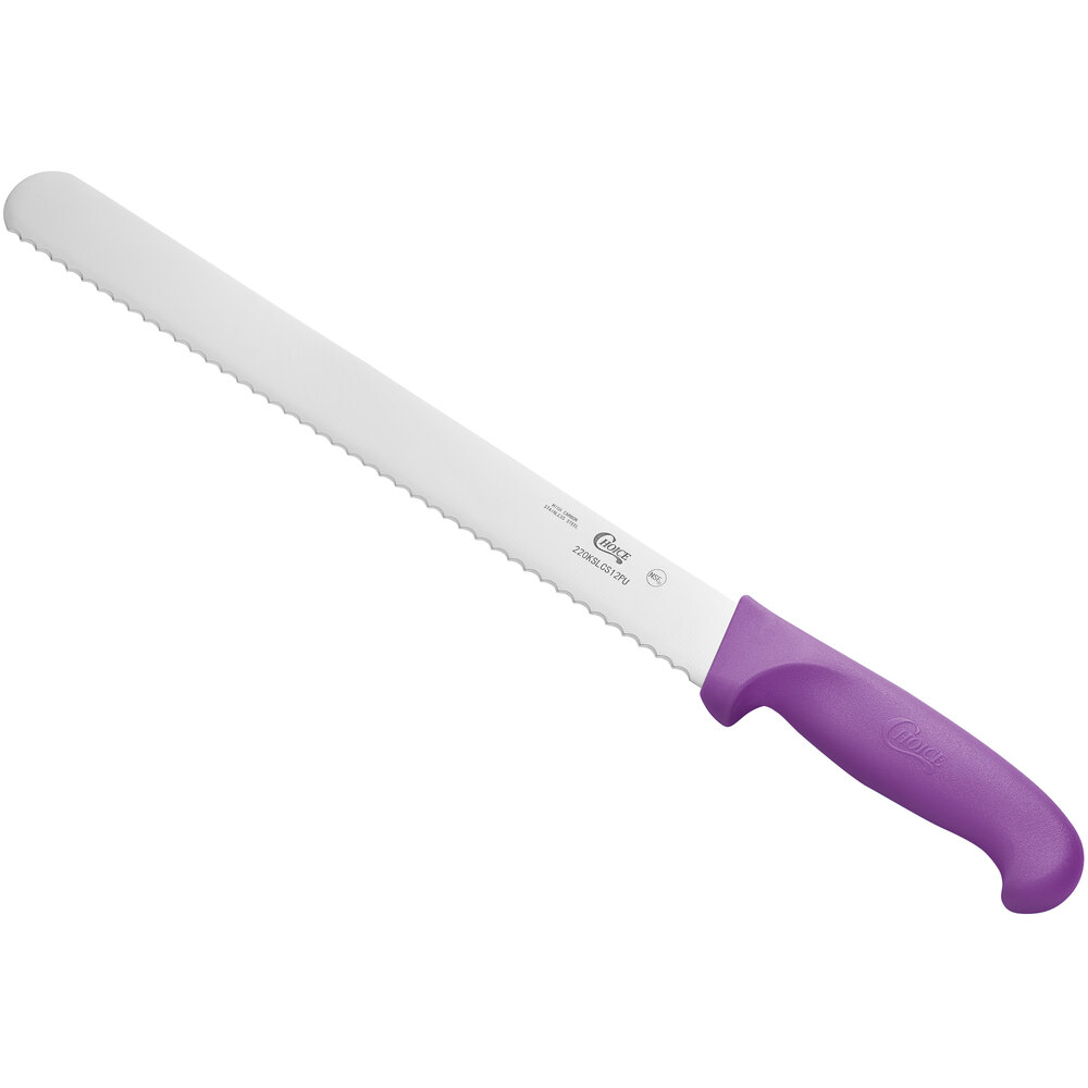 Choice 12" Serrated Edge Slicing / Bread Knife with Purple Handle